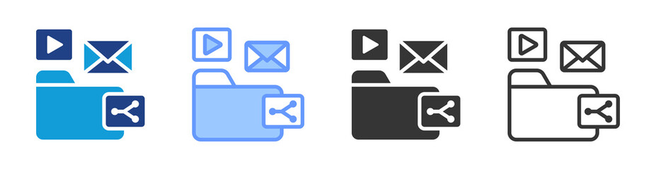 Poster - Content Share icon set multiple style collection