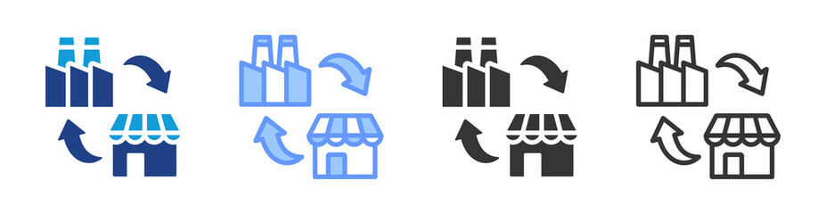 Poster - Market Industry icon set multiple style collection