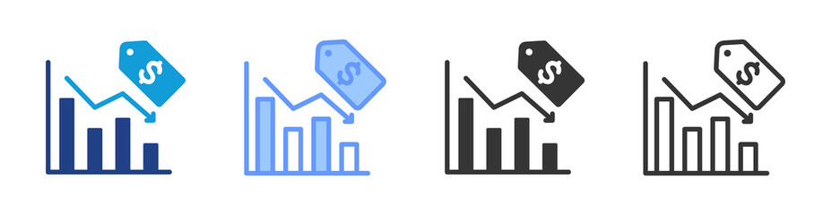 Poster - Price Elasticity icon set multiple style collection