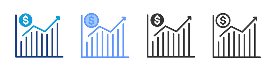 Poster - Market Growth icon set multiple style collection
