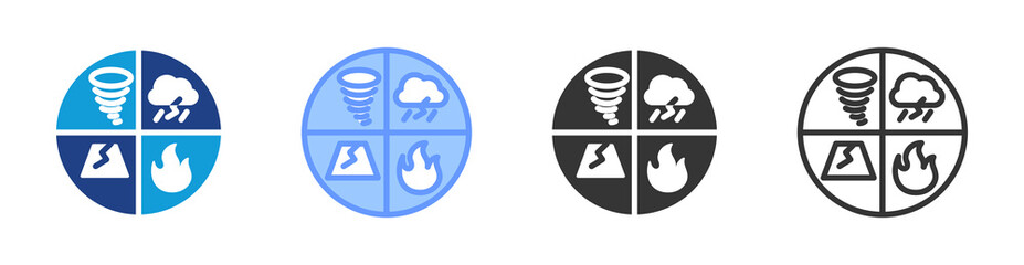Poster - Disaster icon set multiple style collection