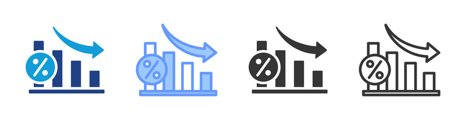 Poster - Reduction icon set multiple style collection