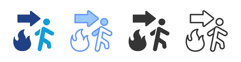 Poster - Evacuation icon set multiple style collection