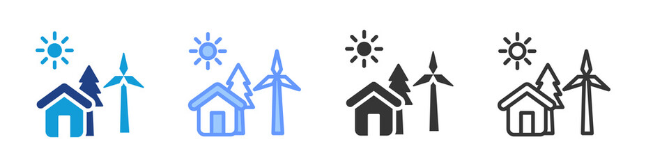 Poster - Green Environment icon set multiple style collection