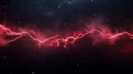 crimson thunder: a celestial scene of vibrant crimson lightning streaks across the twilight sky, a d
