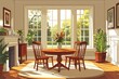 © hasitha - Modern Dining Room Interior with Sunlight and Wooden Furniture Cozy and Relaxing Space with Natural Light and Elegant Decor