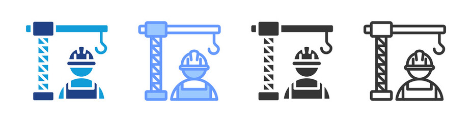 Poster - Construction Worker icon set multiple style collection