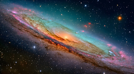 Wall Mural - Colorful Spiral Galaxy in Deep Space