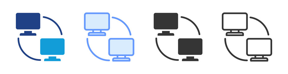 Poster - Computer Network icon set multiple style collection