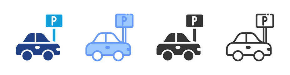Poster - Parking Facility icon set multiple style collection