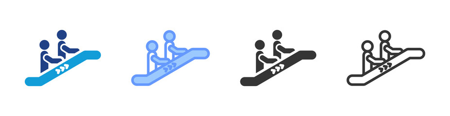 Poster - Escalator icon set multiple style collection