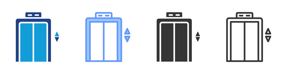 Poster - Elevator icon set multiple style collection