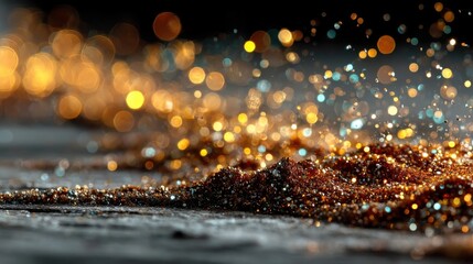 Fototapete - golden glitter abstract background with blurred bokeh effect ideal for creating a christmas or new year decoration banner,photo image