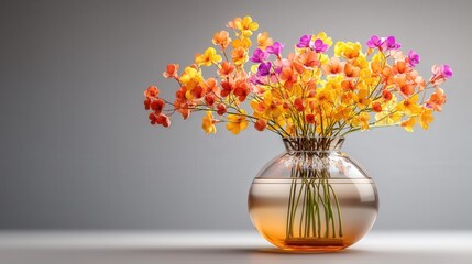 Poster - Elegant glass vase filled with colorful flowers creating a beautiful centerpiece for home decoration and ambiance