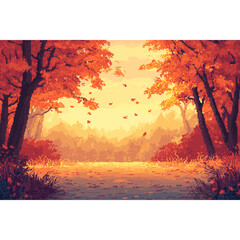 Wall Mural - autumn illustration scenery nature vector