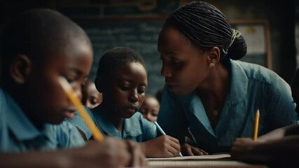 Poster - Teacher Engages With Students During a Lesson in Township School Generative AI