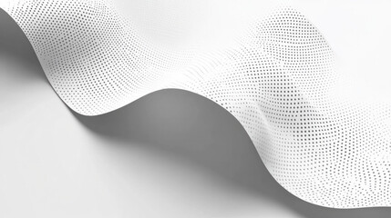 Poster - A white fabric with a wave pattern. The wave pattern is made up of small dots