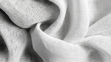 Poster - A white fabric with a pattern of white and black. The fabric is folded and has a texture that looks like a net