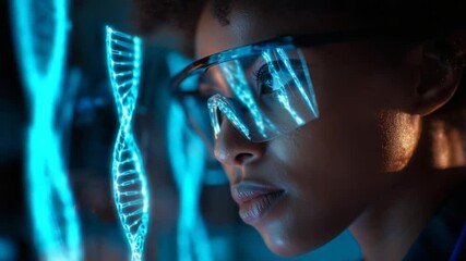 Poster - Scientist Explores DNA Scanning With Futuristic Augmented Technology Generative AI