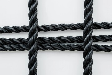 Fototapete - Detailed Color Picture of White Background Black Rope on a White Wall