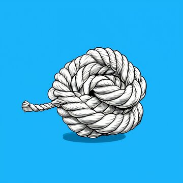 Detailed Pixel Art of White Rope Knot on Light Blue Background in 8 Bit Style