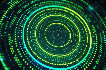 Fototapete - Glowing concentric circles with geometric patterns create a technological appearance