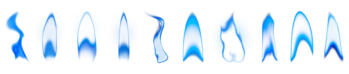 Wall Mural - png blue flame, fire set, transparent background