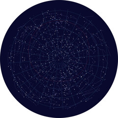 round planisphere chart of stars, astronomy of the northern hemisphere, constellation graphic resour