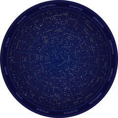 round planisphere chart of stars, astronomy of the northern hemisphere, constellation graphic resour