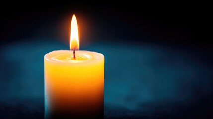 Poster - close-up minimalistic image of single candle flame against dark background symbolizing ptsd awarenes