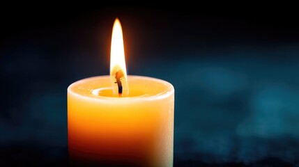 Poster - close-up minimalistic image of single candle flame against dark background symbolizing ptsd awarenes