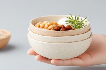 Poster - minimalistic display of assorted side dishes elegantly plated inviting simplicity with ample copy space