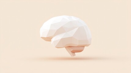 Poster - minimalistic flat design of stylized human brain with clean geometric lines on neutral background ensuring ample copy