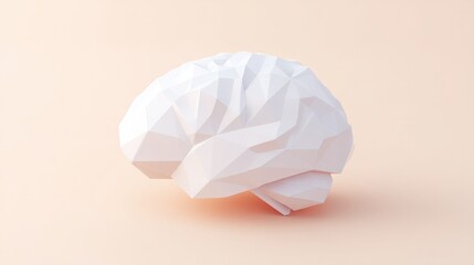 Poster - minimalistic flat design of stylized human brain with clean geometric lines on neutral background ensuring ample copy