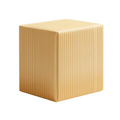 Poster - Abstract minimalist design featuring a light brown corrugated cube stool shape
