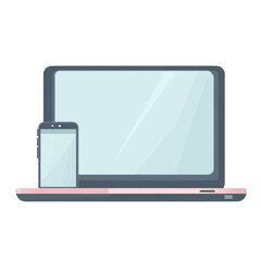 Aufkleber - Modern flat design illustration of a laptop and smartphone devices