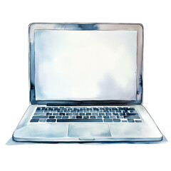 Aufkleber - Watercolor rendition of modern laptop with screen ready for your design