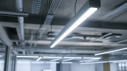 Wall Mural - Electrician installing LED lights in an office space. Featuring lighting installation and office renovations