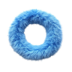 Poster - Fluffy Sky Blue Furry Donut on White Backdrop for Unique Presentation