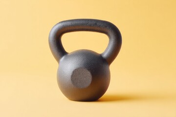 Poster - single kettlebell rests on smooth solid color background creating minimalistic and clean image