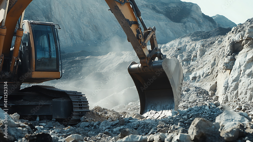 Excavator operator clearing the path for new excavation work at a ...