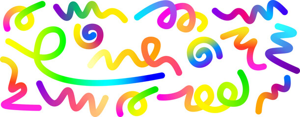 Aufkleber - colorful abstract doodle lines with gradient squiggles on white background. geometric background wit