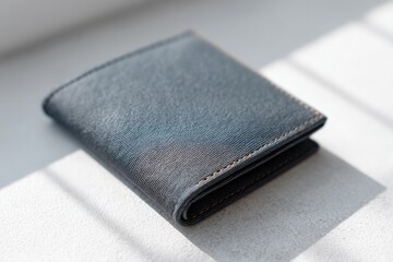 Poster - minimalistic image of modern wallet resting on plain table