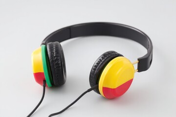 Poster - serene reggae-inspired headphones isolated on white background