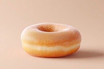 Poster - single glazed donut on neutral smooth solid color background looks minimalistic