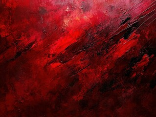 Poster - Crimson tapestry of textured abstraction, a vivid dance of red and shadow