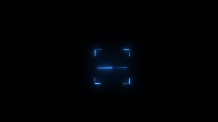 QR code animation. Scan qr code icon with red laser, barcode scanner animation on black background