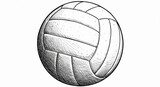 Hand-drawn vector sketch of a volleyball with classic shading