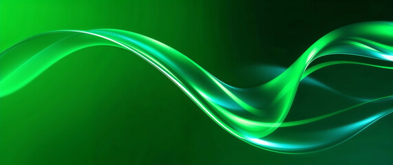 Leinwandbilder - Abstract green wave flowing on green background
