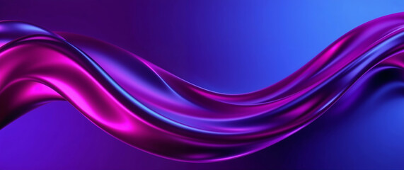 Fototapete - Abstract purple and blue wave flowing in digital space